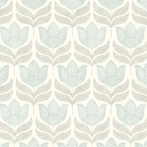 Chesapeake Kinfolk Cathal Tulip Block Print Wallpaper - Aqua