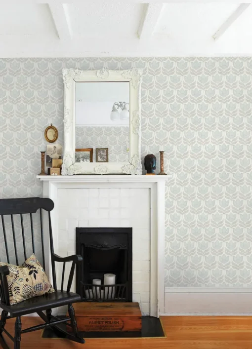 Chesapeake Kinfolk Cathal Tulip Block Print Wallpaper - Aqua