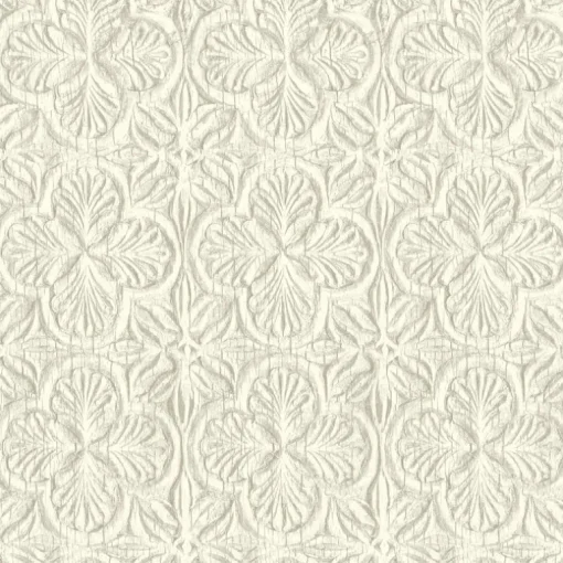 Chesapeake Kinfolk Karachi Wooden Damask Wallpaper - White