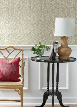 Chesapeake Kinfolk Karachi Wooden Damask Wallpaper - White
