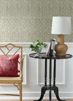 Chesapeake Kinfolk Karachi Wooden Damask Wallpaper - Aqua
