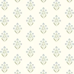 Chesapeake Kinfolk Kova Floral Crest Wallpaper - Aquamarine