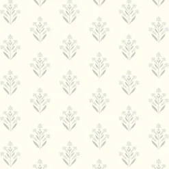 Chesapeake Kinfolk Kova Floral Crest Wallpaper - Light Blue