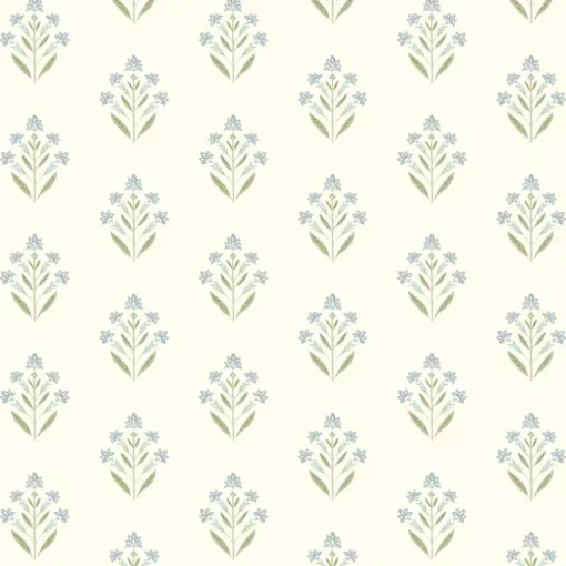 Chesapeake Kinfolk Kova Floral Crest Wallpaper - Aquamarine