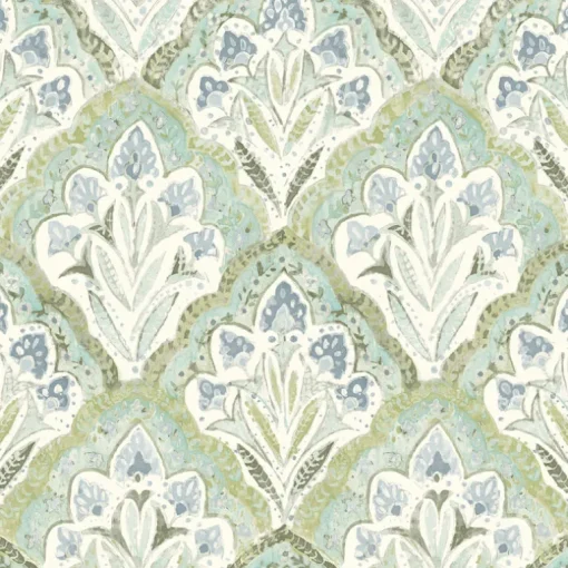 Chesapeake Kinfolk Mimir Quilted Damask Wallpaper - Aquamarine