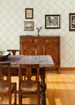 Chesapeake Kinfolk Mimir Quilted Damask Wallpaper - Dove