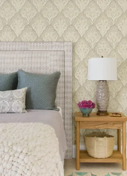 Chesapeake Kinfolk Mimir Quilted Damask Wallpaper - Dove