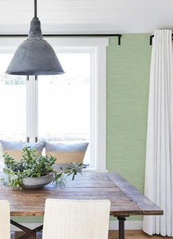 Chesapeake Thoreau Agave Faux Grasscloth Wallpaper - Green