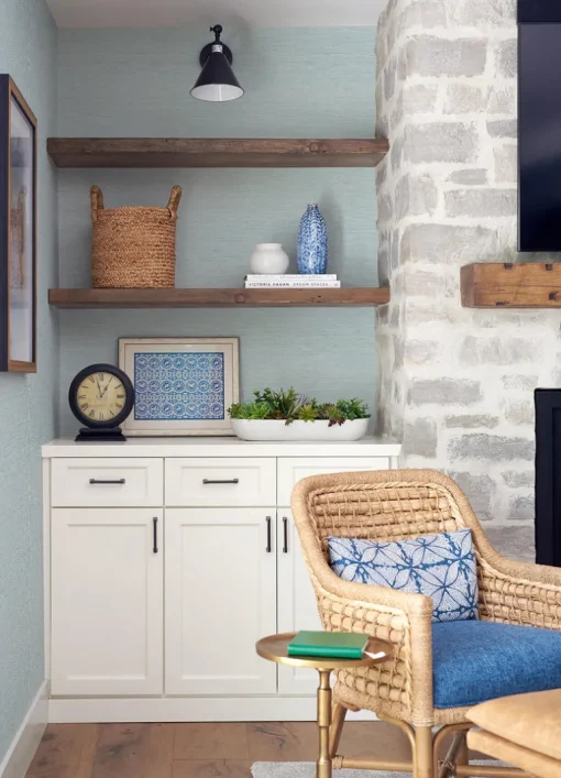 Chesapeake Thoreau Agave Faux Grasscloth Wallpaper - Blue