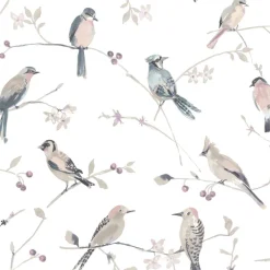 Chesapeake Thoreau Birdsong Wallpaper - Mauve