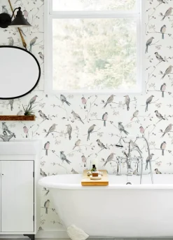 Chesapeake Thoreau Birdsong Wallpaper - Mauve
