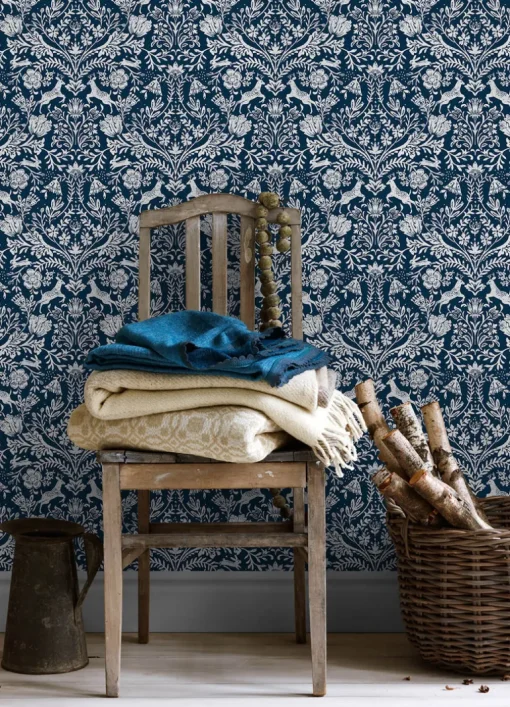 Chesapeake Thoreau Forest Dance Wallpaper - Navy