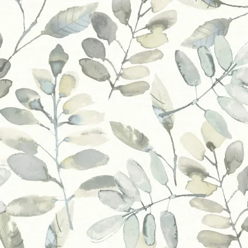 Chesapeake Thoreau Pinnate Leaves Wallpaper - Grey
