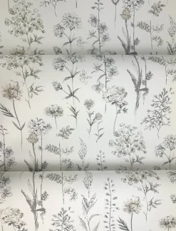 Chesapeake Wildflower Bergamot Wallpaper - Light Grey