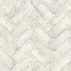 Chesapeake Wildflower Cannelle Brick Wallpaper - White