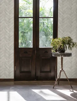 Chesapeake Wildflower Cannelle Brick Wallpaper - White
