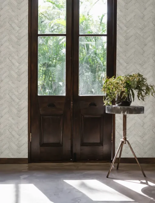Chesapeake Wildflower Cannelle Brick Wallpaper - White