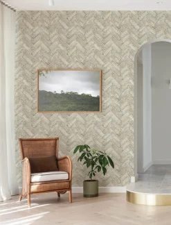 Chesapeake Wildflower Cannelle Brick Wallpaper - Taupe