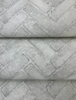 Chesapeake Wildflower Cannelle Brick Wallpaper - White