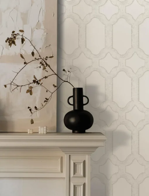 Chesapeake Wildflower Chervil Trellis Wallpaper - White
