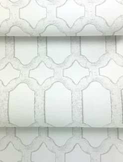 Chesapeake Wildflower Chervil Trellis Wallpaper - White