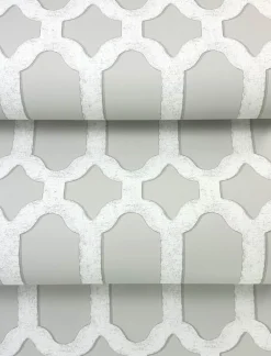 Chesapeake Wildflower Chervil Trellis Wallpaper - Light Grey
