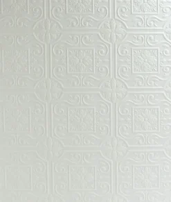 Chesapeake Wildflower Ibold Tin Ceiling Paintable Wallpaper - White