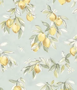 Chesapeake Wildflower Lemonade Wallpaper - Aqua