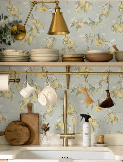 Chesapeake Wildflower Lemonade Wallpaper - Aqua