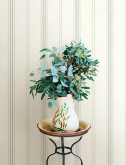 Chesapeake Wildflower Lovage Stripe Wallpaper - Green