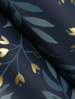 Chesapeake Wildflower Senna Vines Wallpaper - Navy