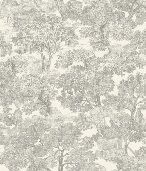 Chesapeake Wildflower Spinney Toile Wallpaper - Grey