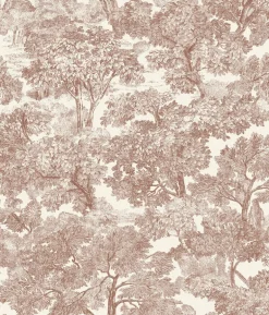 Chesapeake Wildflower Spinney Toile Wallpaper - Red