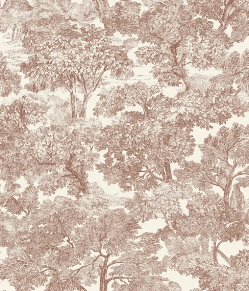 Chesapeake Wildflower Spinney Toile Wallpaper - Red