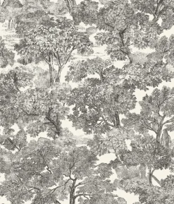 Chesapeake Wildflower Spinney Toile Wallpaper - Black