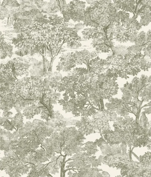 Chesapeake Wildflower Spinney Toile Wallpaper - Green