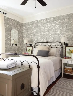 Chesapeake Wildflower Spinney Toile Wallpaper - Grey