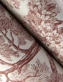 Chesapeake Wildflower Spinney Toile Wallpaper - Red