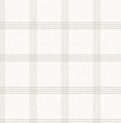 Chesapeake Wildflower Twain Plaid Wallpaper - Light Grey