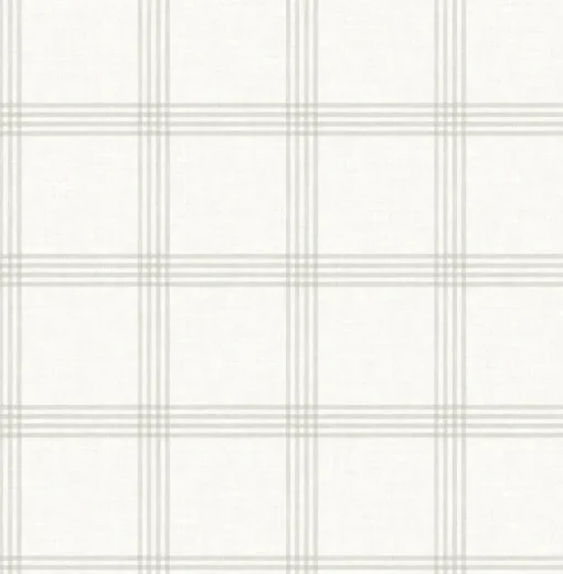 Chesapeake Wildflower Twain Plaid Wallpaper - Light Grey
