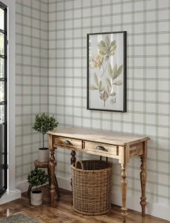 Chesapeake Wildflower Twain Plaid Wallpaper - Green
