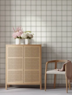 Chesapeake Wildflower Twain Plaid Wallpaper - Green
