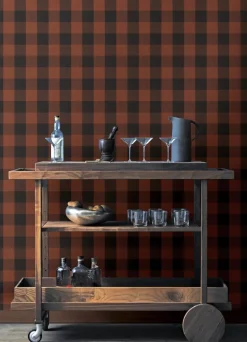 Chesapeake Yellowstone Lumberjack Wallpaper - Maroon
