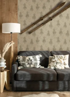 Chesapeake Yellowstone Stockman Silhouette Wallpaper - Khaki