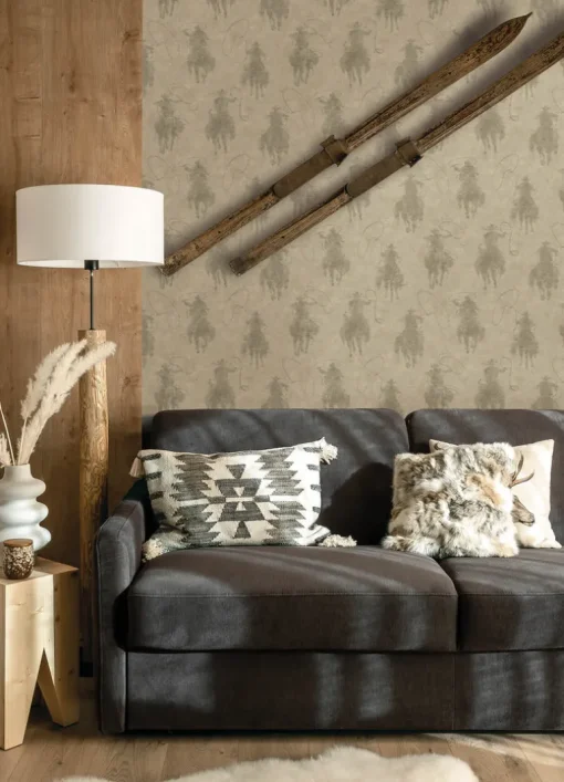 Chesapeake Yellowstone Stockman Silhouette Wallpaper - Khaki