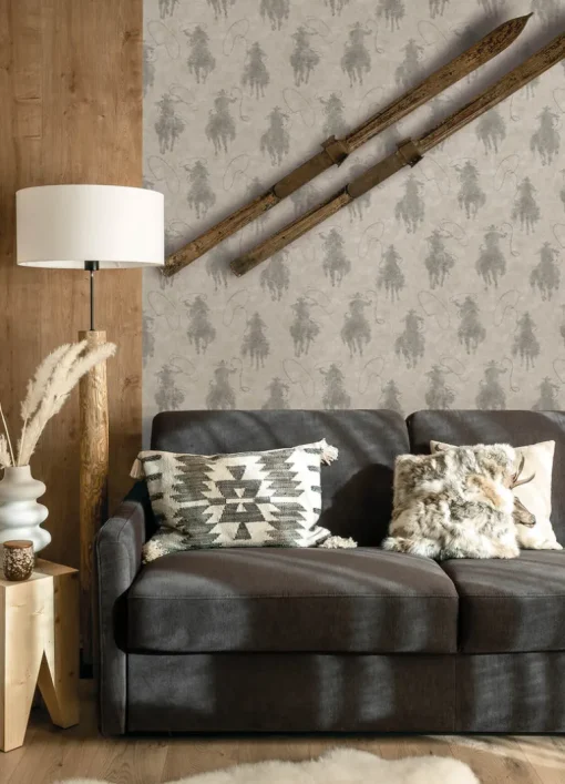 Chesapeake Yellowstone Stockman Silhouette Wallpaper - Grey