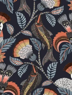 Cole & Son Ardmore-Jabula Nene Wallpaper - Terracotta Midnight