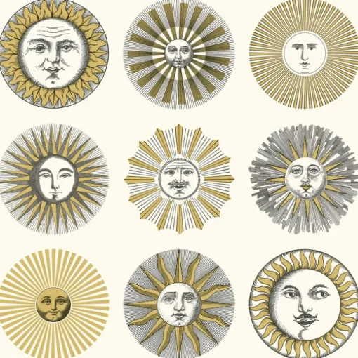 Cole & Son Fornasetti Senza Tempo II Soli Wallpaper - Cream & Gold
