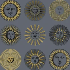 Cole & Son Fornasetti Senza Tempo II Soli Wallpaper - Midnight & Soft Gold