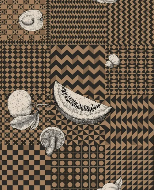 Cole & Son Fornasetti Senza Tempo II Frutta E Geometrico Wallpaper - Gold